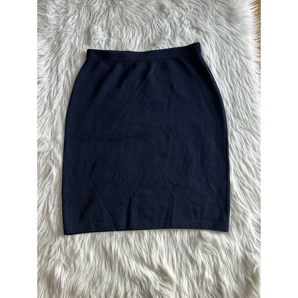 St. John Collection Women's Size Medium Navy Knit Pencil Skirt Old Money Career